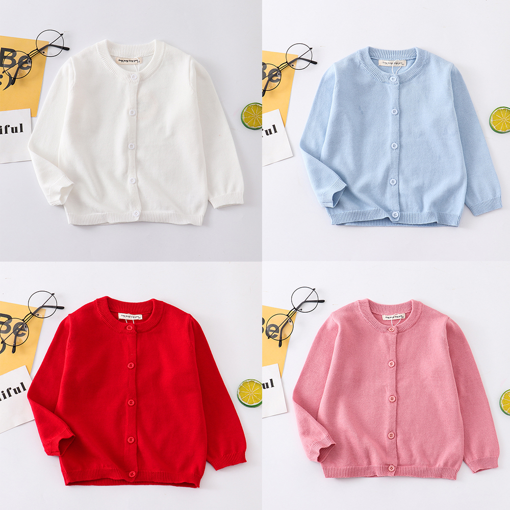 Knit Cardigan Infant - Soft Cotton Basic White Blue Red