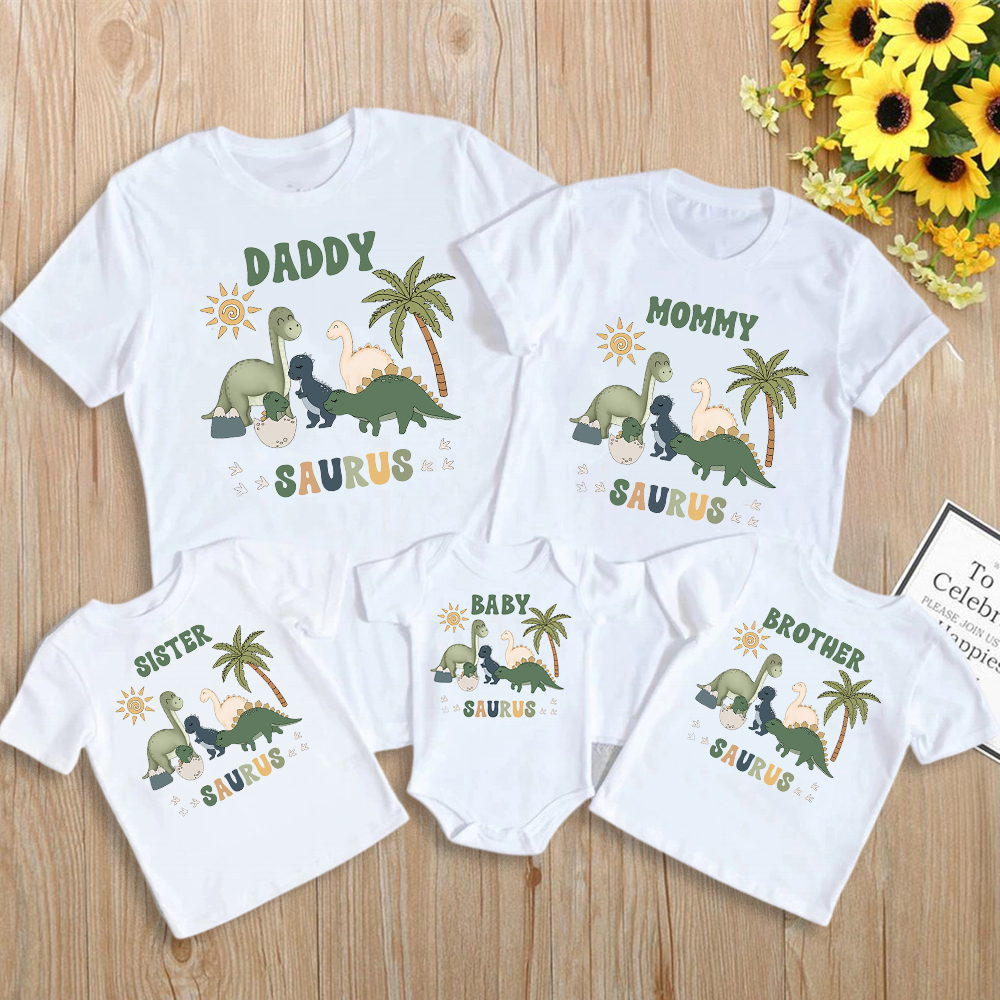 Cartoon Dinosaur Print Family  - Baby Clothing Onesies บทวิจารณ์และราคา