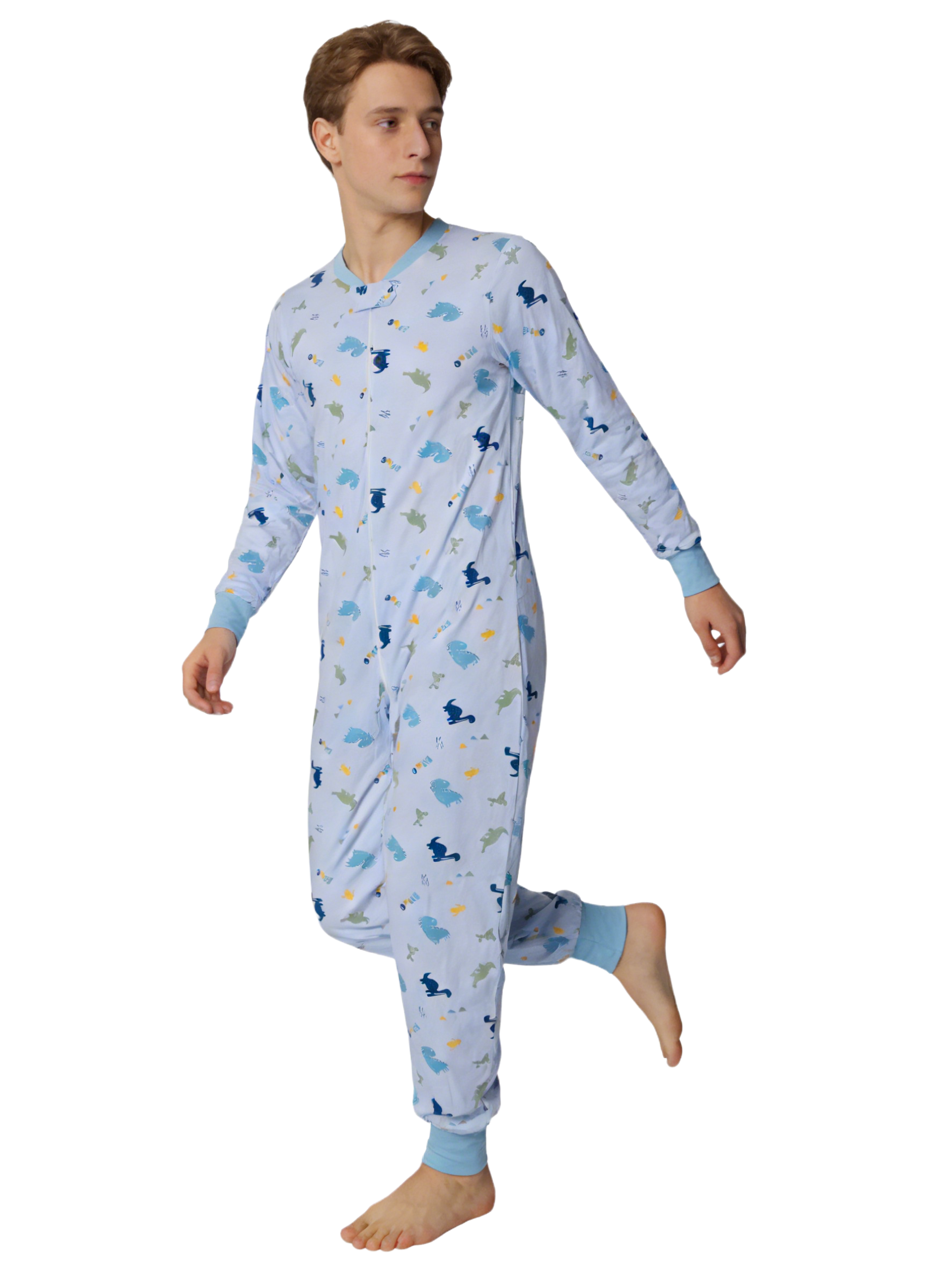 Adult blue dinosaur onesie wit - Romper Onesie Baby บทวิจารณ์และราคา