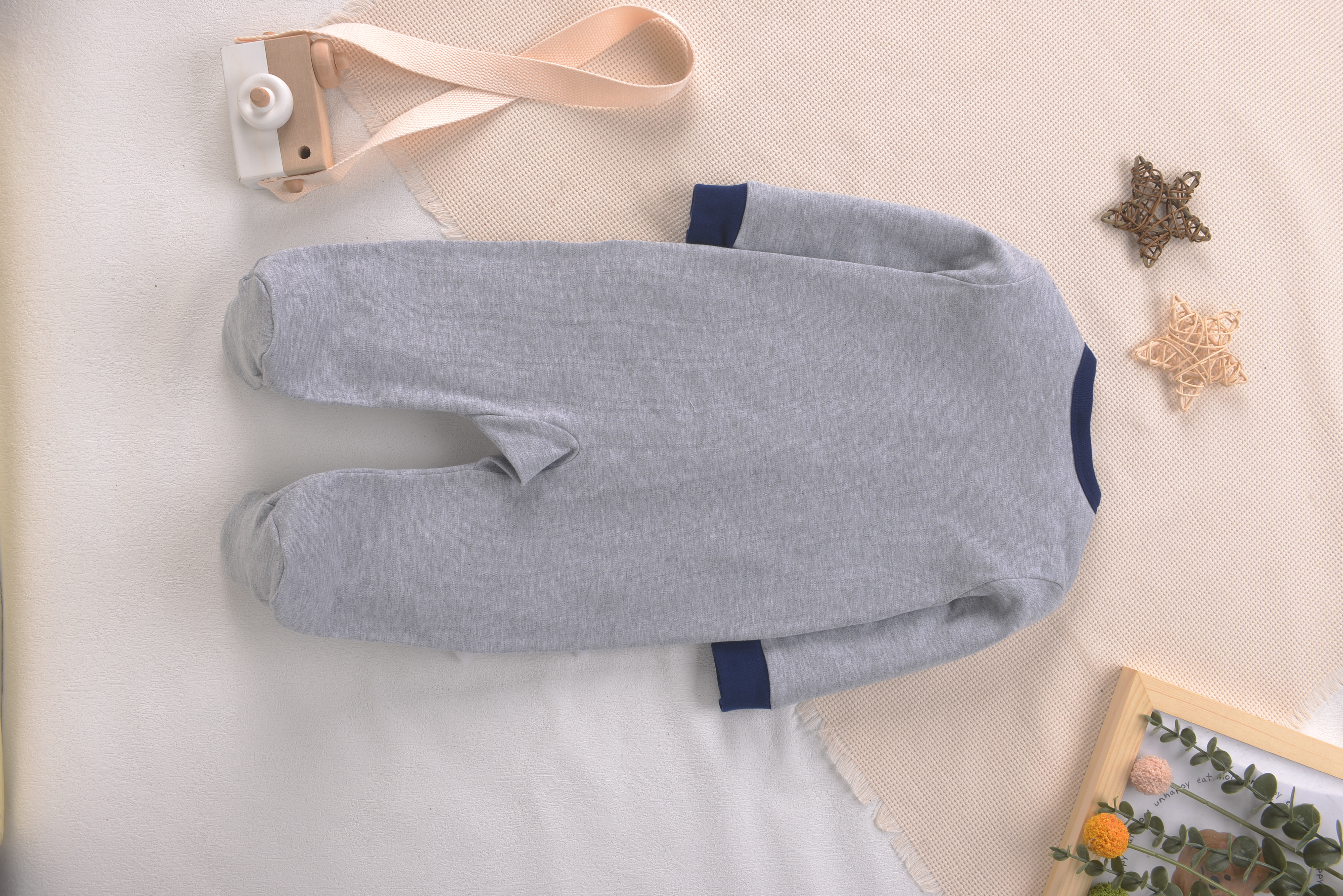 Grey Soft Cotton Baby Footed R - Romper Onesie Baby บทวิจารณ์และราคา