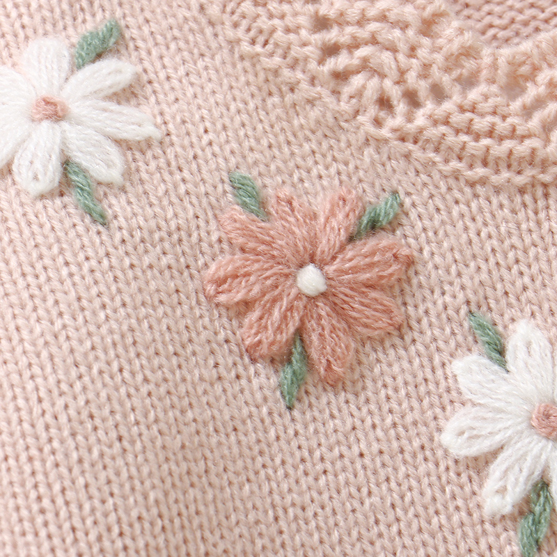 Pink Baby Girl Floral Sweaters - Knit Cardigan Infant บทวิจารณ์และราคา