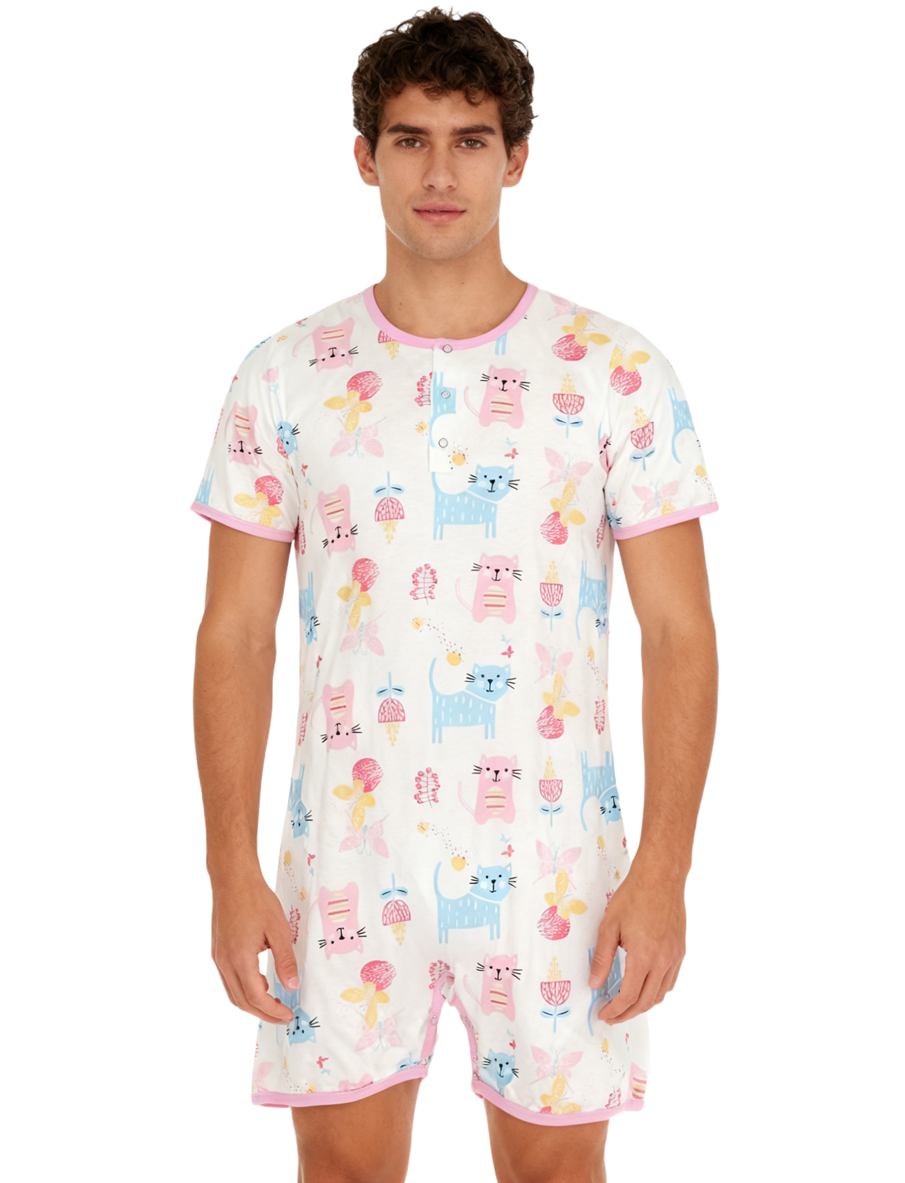 Pink Cat Bodysuit with Short L - Romper Onesie Baby บทวิจารณ์และราคา