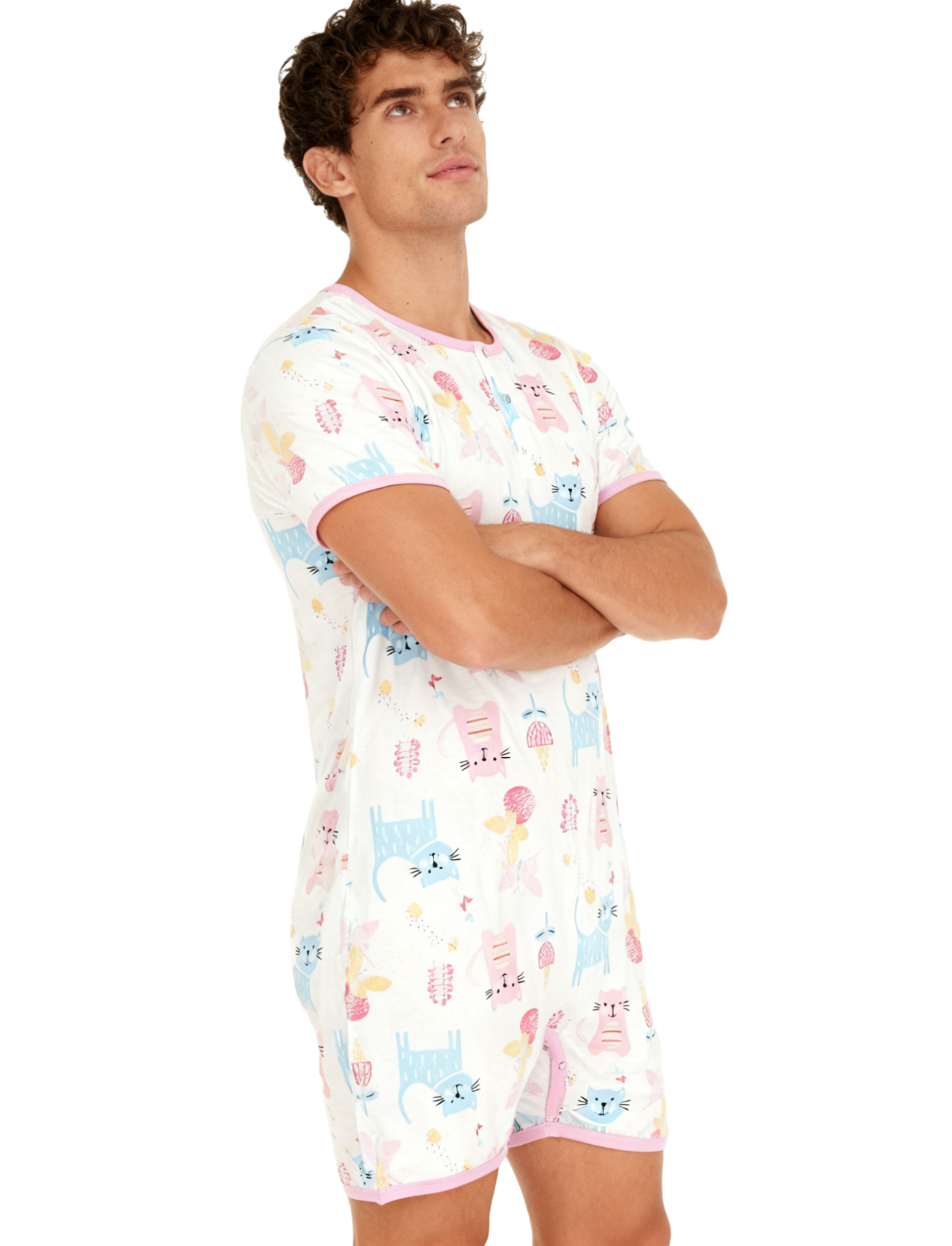 Pink Cat Bodysuit with Short L - Romper Onesie Baby บทวิจารณ์และราคา