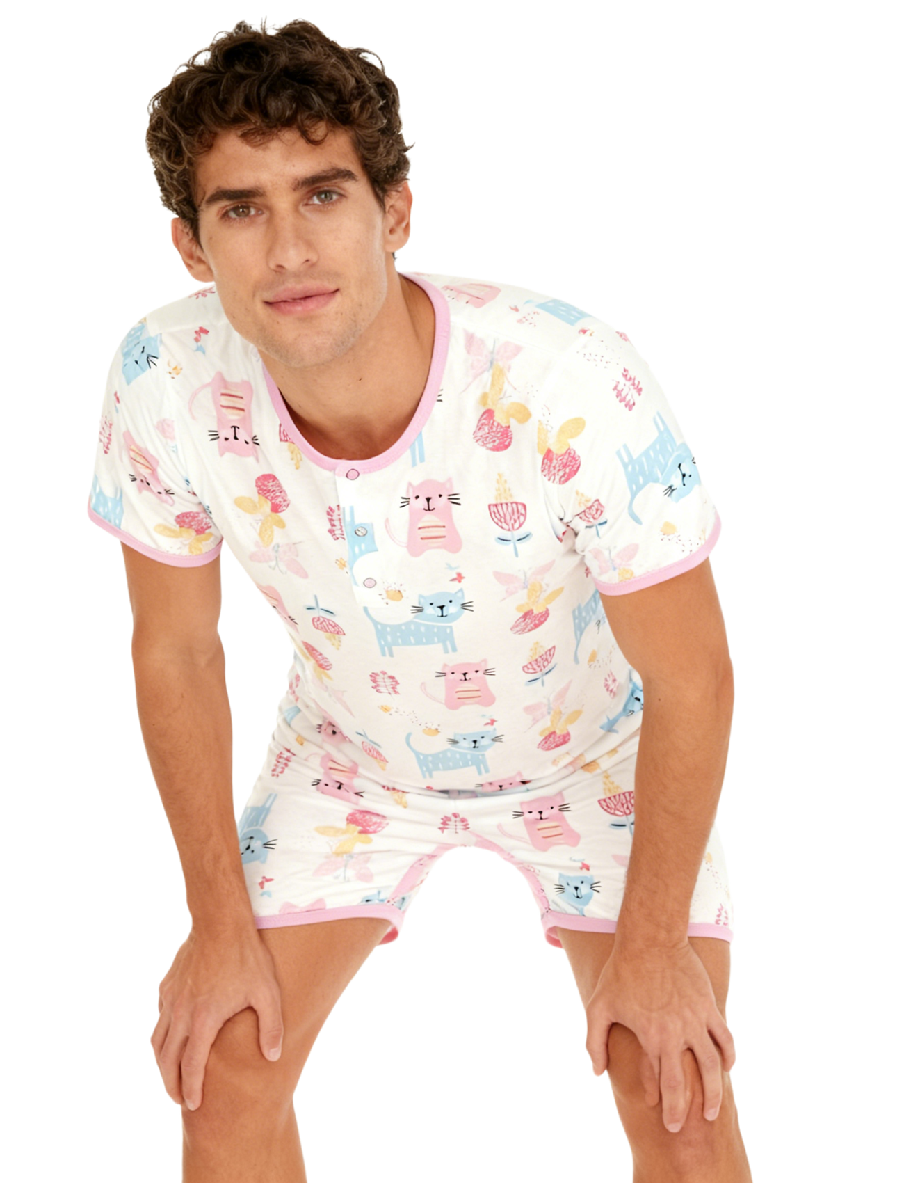 Pink Cat Bodysuit with Short L - Romper Onesie Baby บทวิจารณ์และราคา