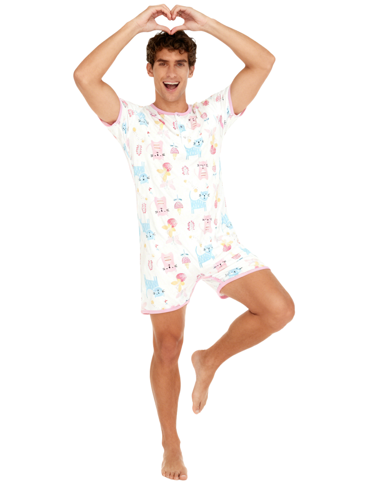 Pink Cat Bodysuit with Short L - Romper Onesie Baby บทวิจารณ์และราคา