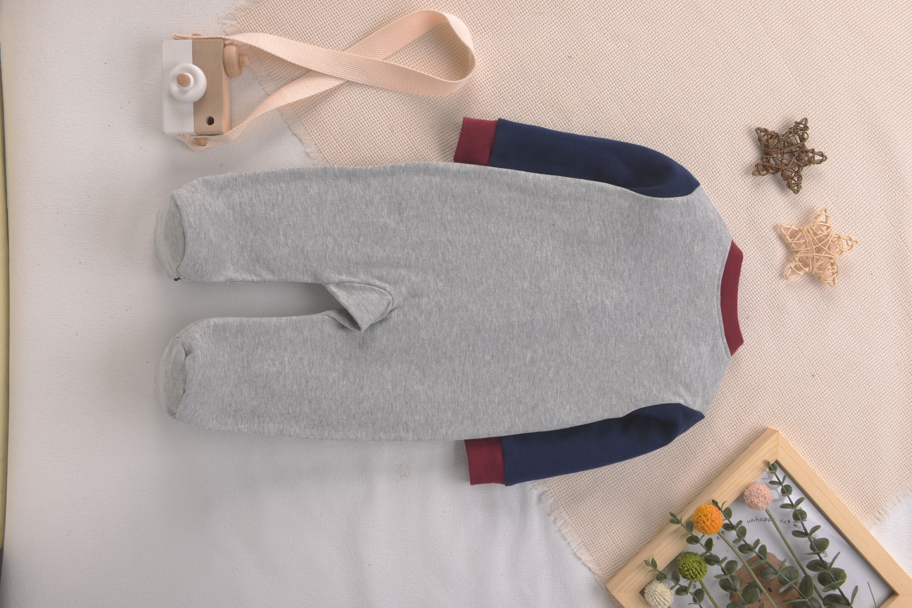 Grey Soft Cotton Baby Footies  - Romper Onesie Baby บทวิจารณ์และราคา