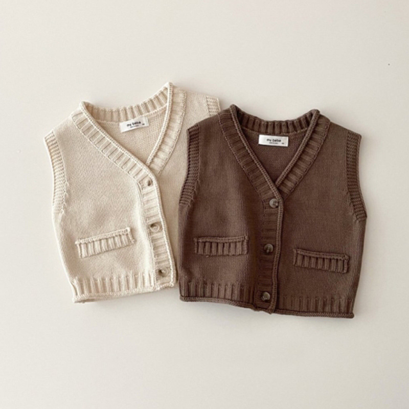 2025 Autumn New Baby Sleeveles - Knit Cardigan Infant บทวิจารณ์และราคา